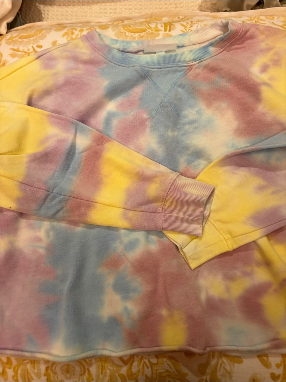 Colsie woman’s Tie-Dye Sweat shorts & Top- Yellow, Purple, Blue